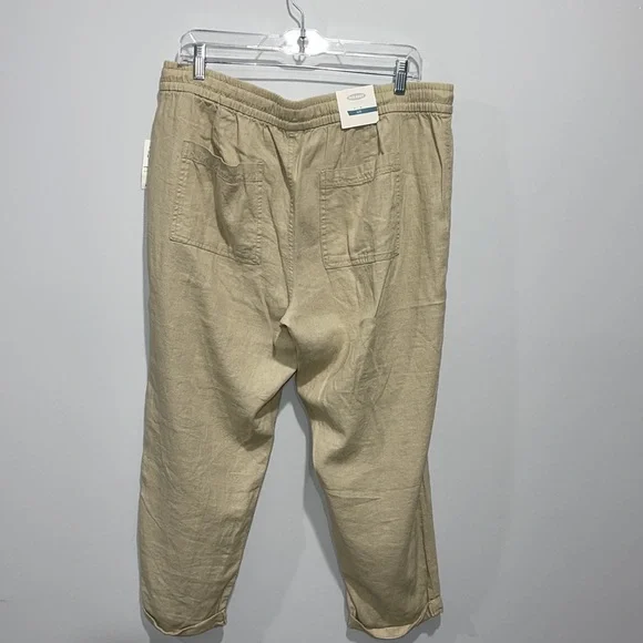 Old Navy women’s size large linen rayon Capri pants beige NEW - Picture 6 of 16